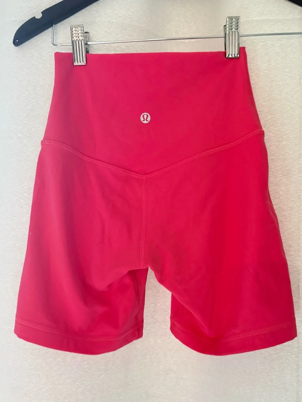 Lululemon biker shorts 5” size 2 hot pink